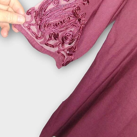 Soft Surroundings‎ Womens Top Sz Small Cranberry Lace Insert Tunic Relaxed Fit - Picture 8 of 12